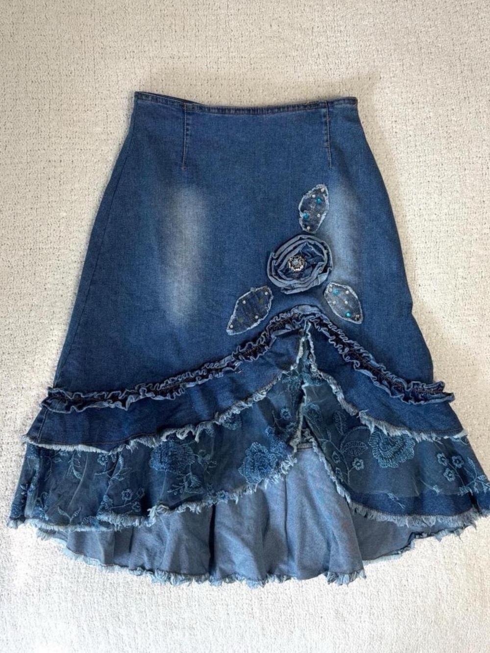 West 36th lace ruffle fairy midi skirt